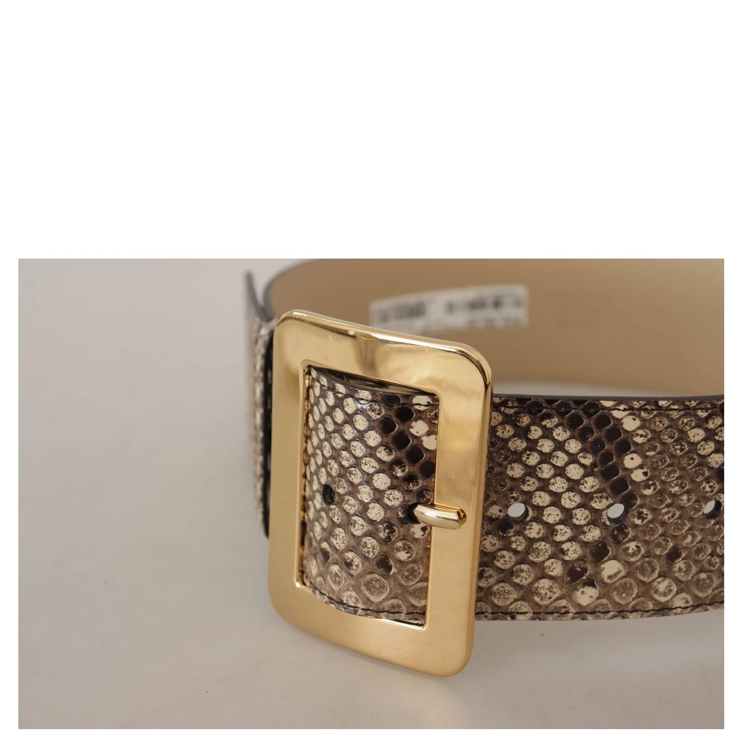 Brown Exotic Wide Waist Leather Gold Metal Buckle Belt
