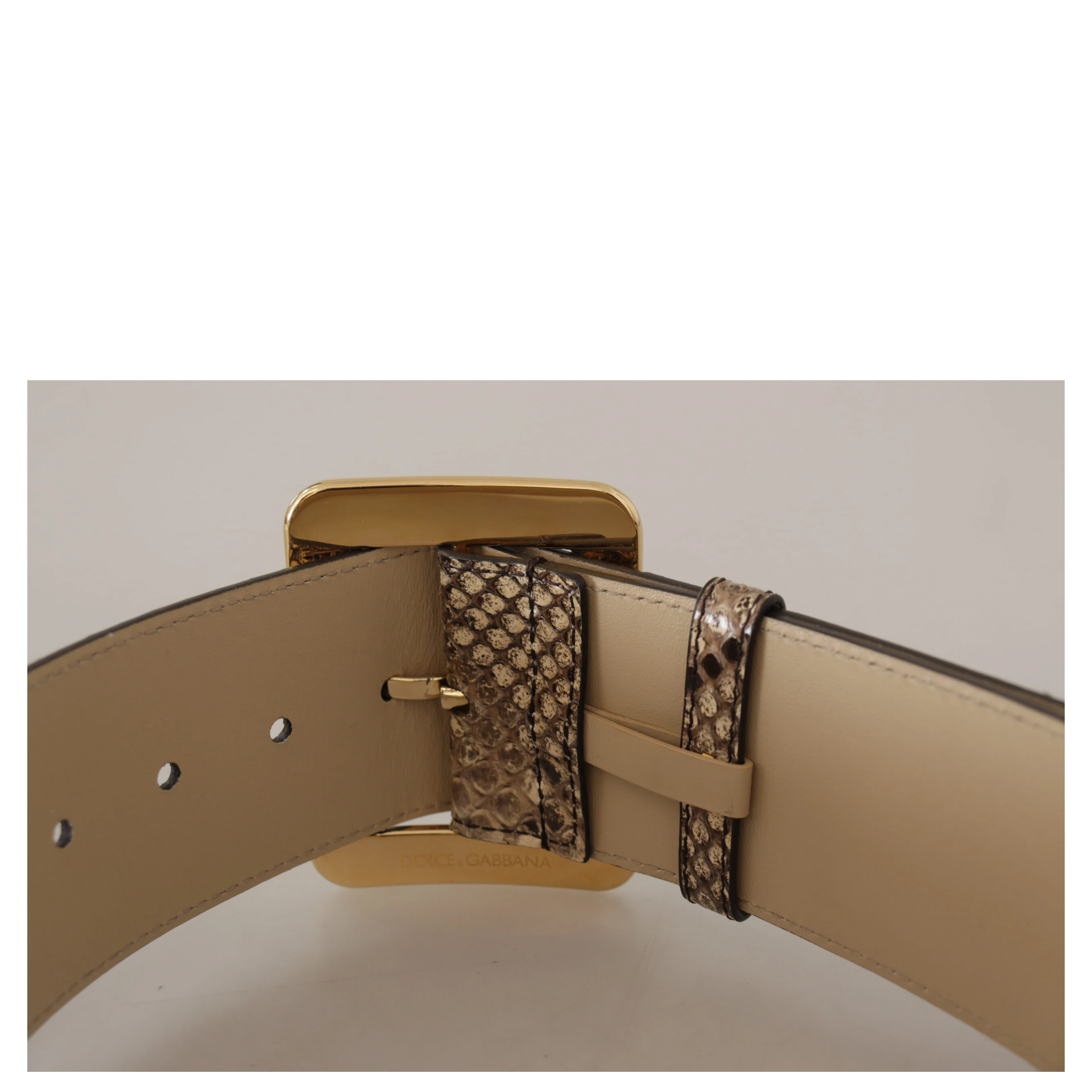 Brown Exotic Wide Waist Leather Gold Metal Buckle Belt