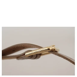 Bronze Calf Leather Gold Logo Waist Buckle Belt