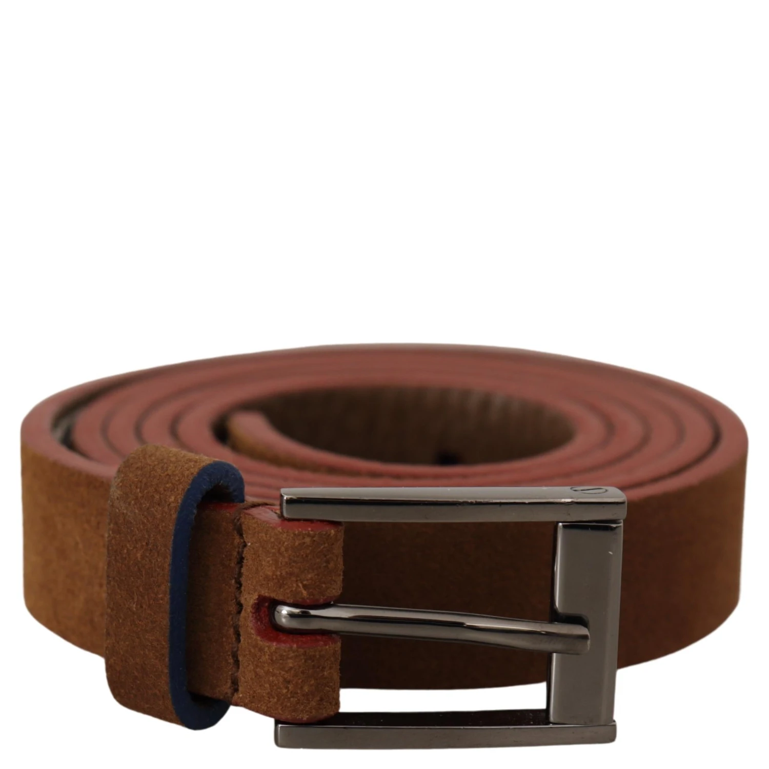Brown Logo Engraved Metal Waist Buckle Belt