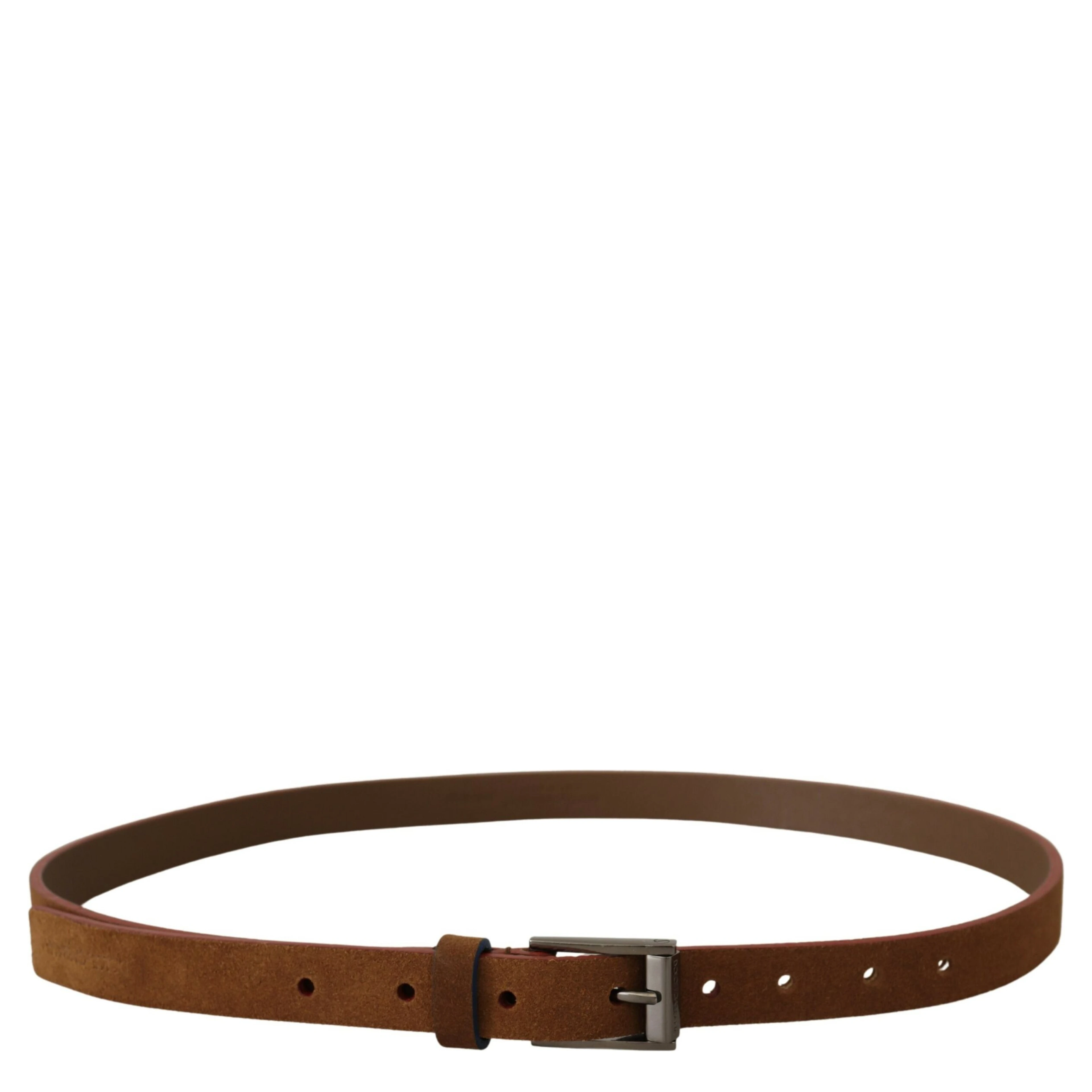 Brown Logo Engraved Metal Waist Buckle Belt