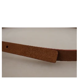 Brown Logo Engraved Metal Waist Buckle Belt
