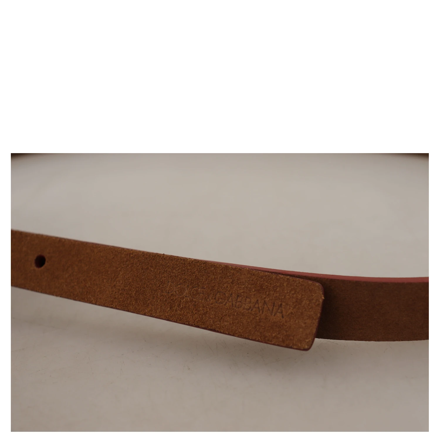 Brown Logo Engraved Metal Waist Buckle Belt