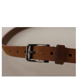 Brown Logo Engraved Metal Waist Buckle Belt