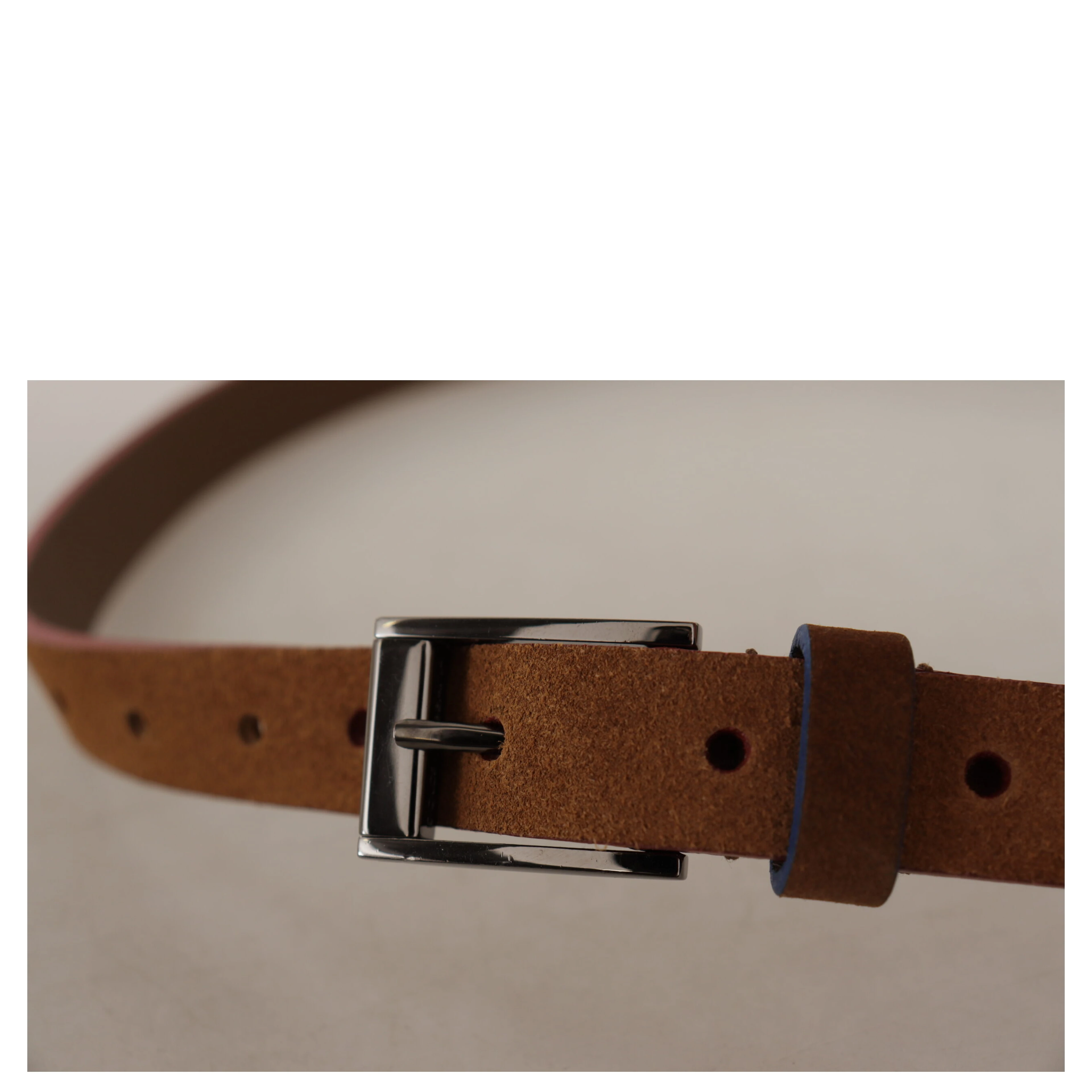 Brown Logo Engraved Metal Waist Buckle Belt