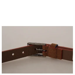Brown Logo Engraved Metal Waist Buckle Belt