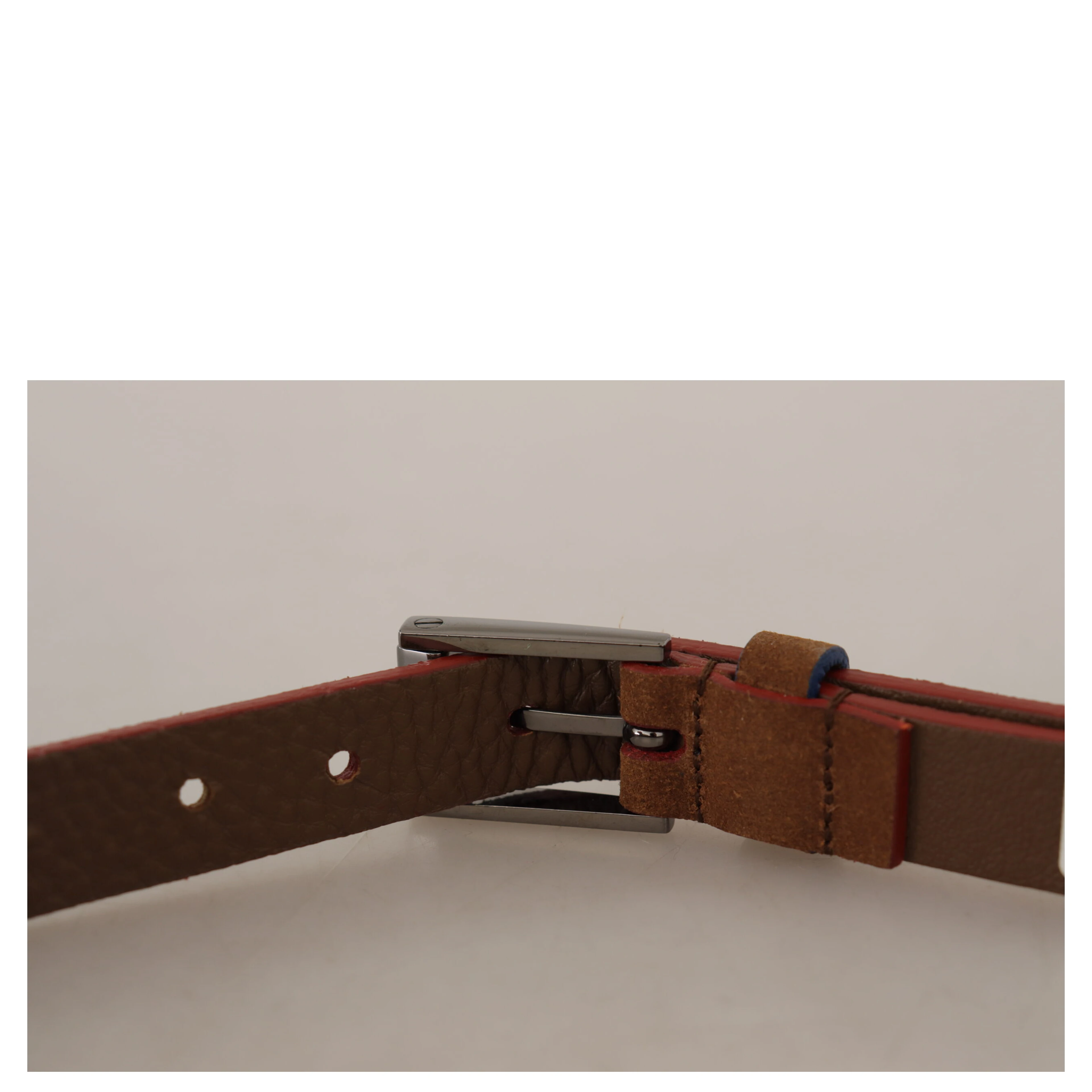 Brown Logo Engraved Metal Waist Buckle Belt