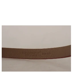 Brown Logo Engraved Metal Waist Buckle Belt