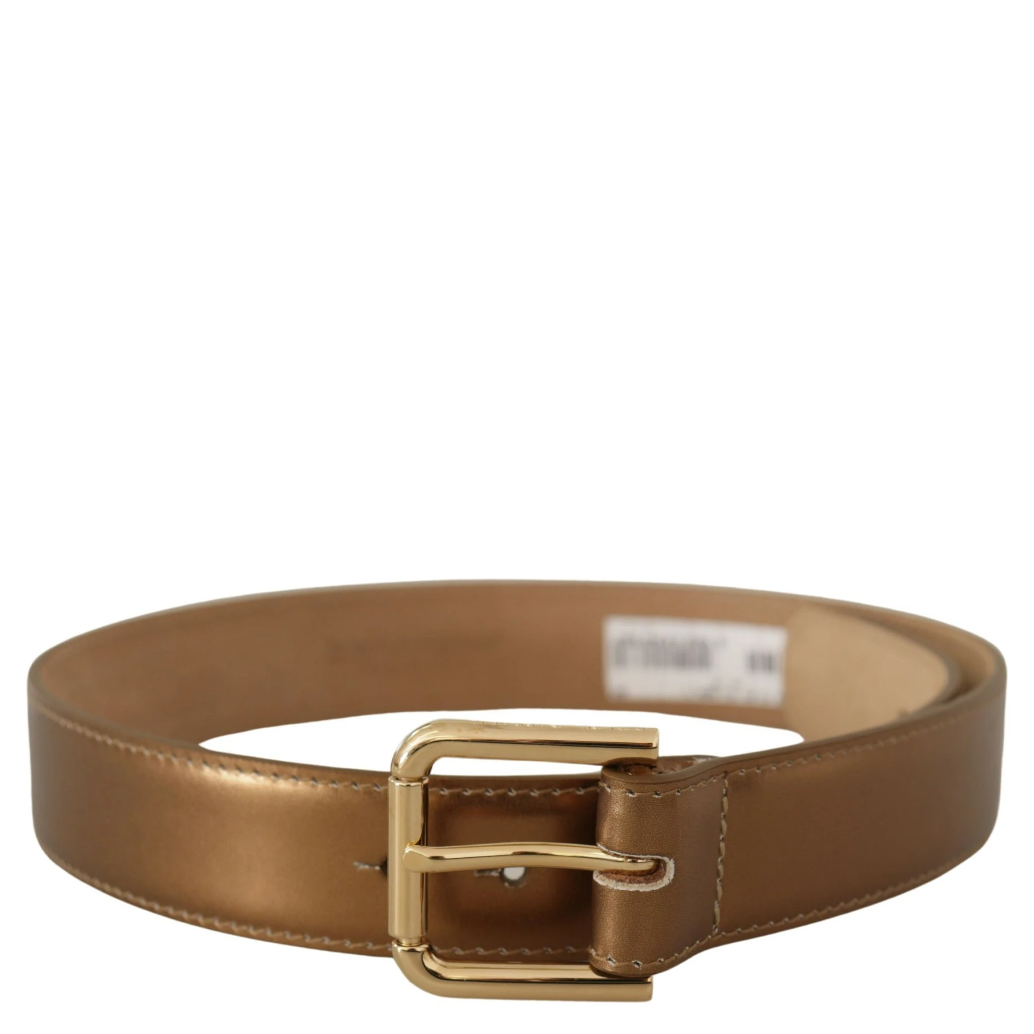 Bronze Leather Gold Logo Engraved Waist Buckle Belt