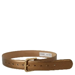 Bronze Leather Gold Logo Engraved Waist Buckle Belt