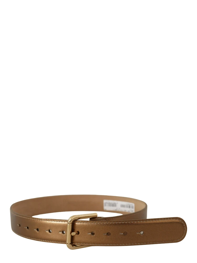 Bronze Leather Gold Logo Engraved Waist Buckle Belt alternative