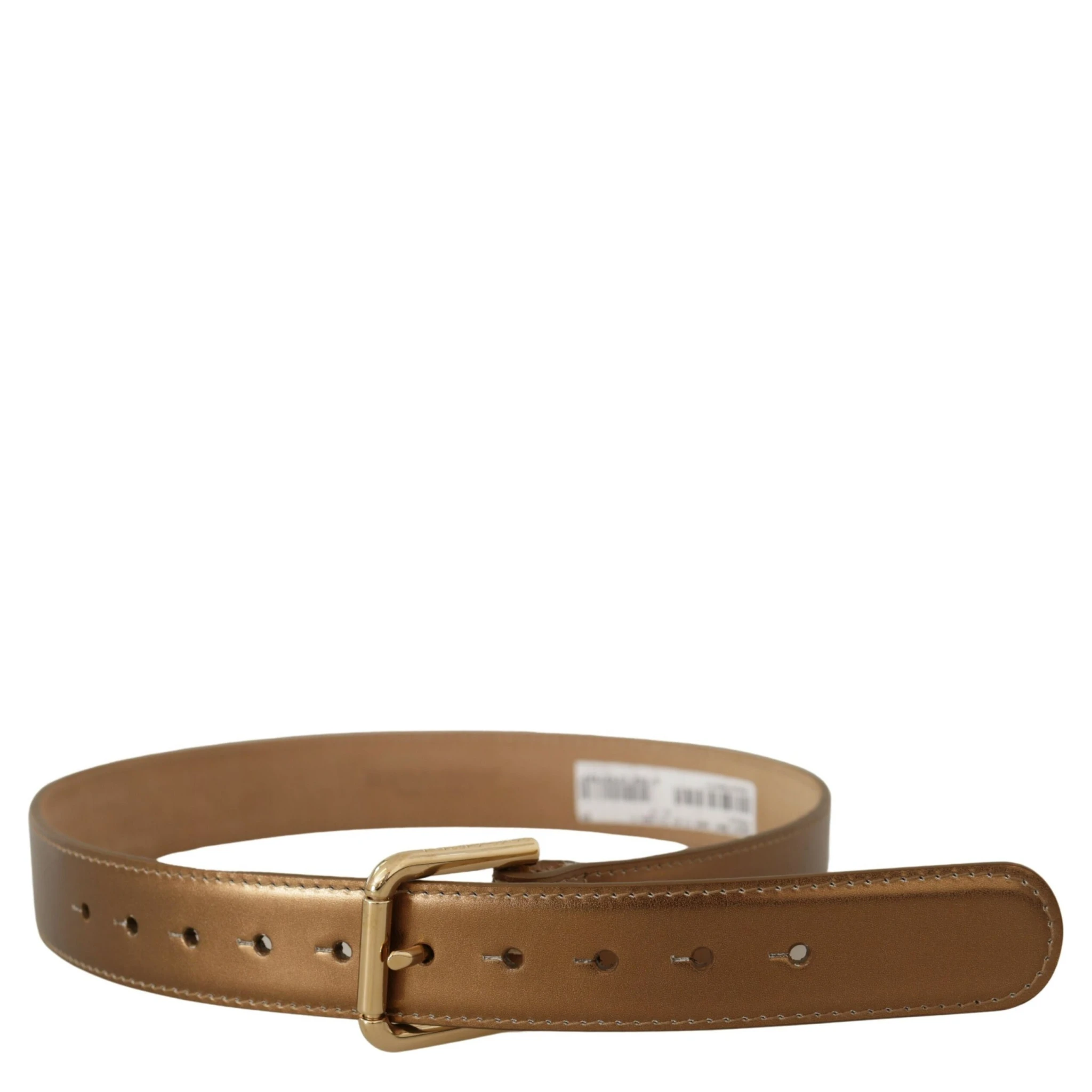 Bronze Leather Gold Logo Engraved Waist Buckle Belt