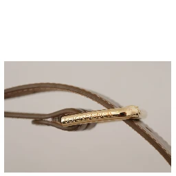 Bronze Leather Gold Logo Engraved Waist Buckle Belt