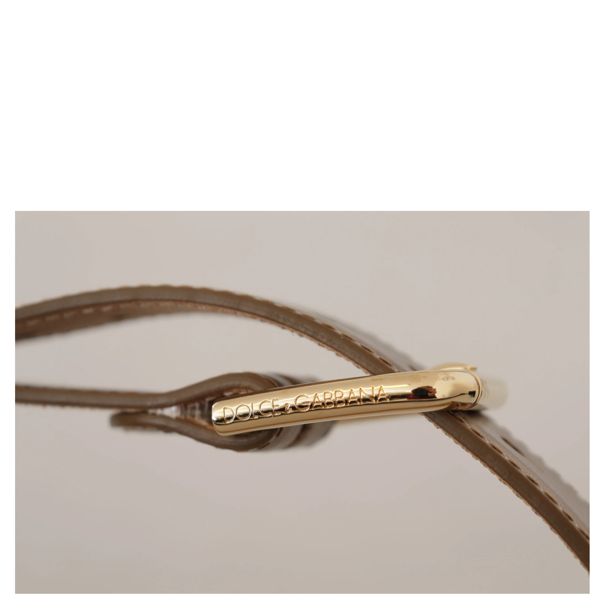 Bronze Leather Gold Logo Engraved Waist Buckle Belt