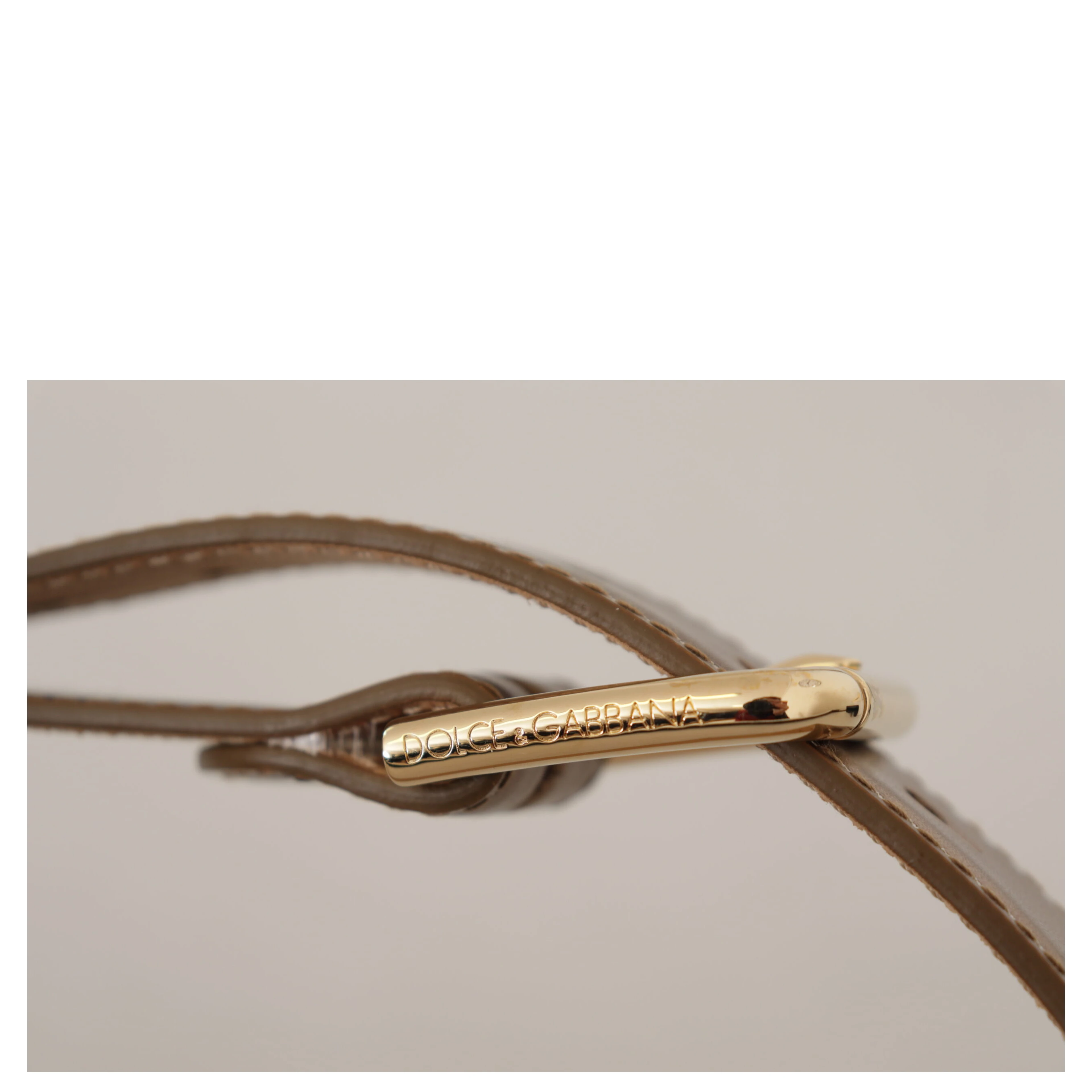 Bronze Leather Gold Logo Engraved Waist Buckle Belt