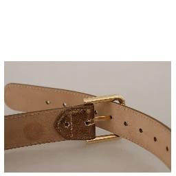 Bronze Leather Gold Logo Engraved Waist Buckle Belt