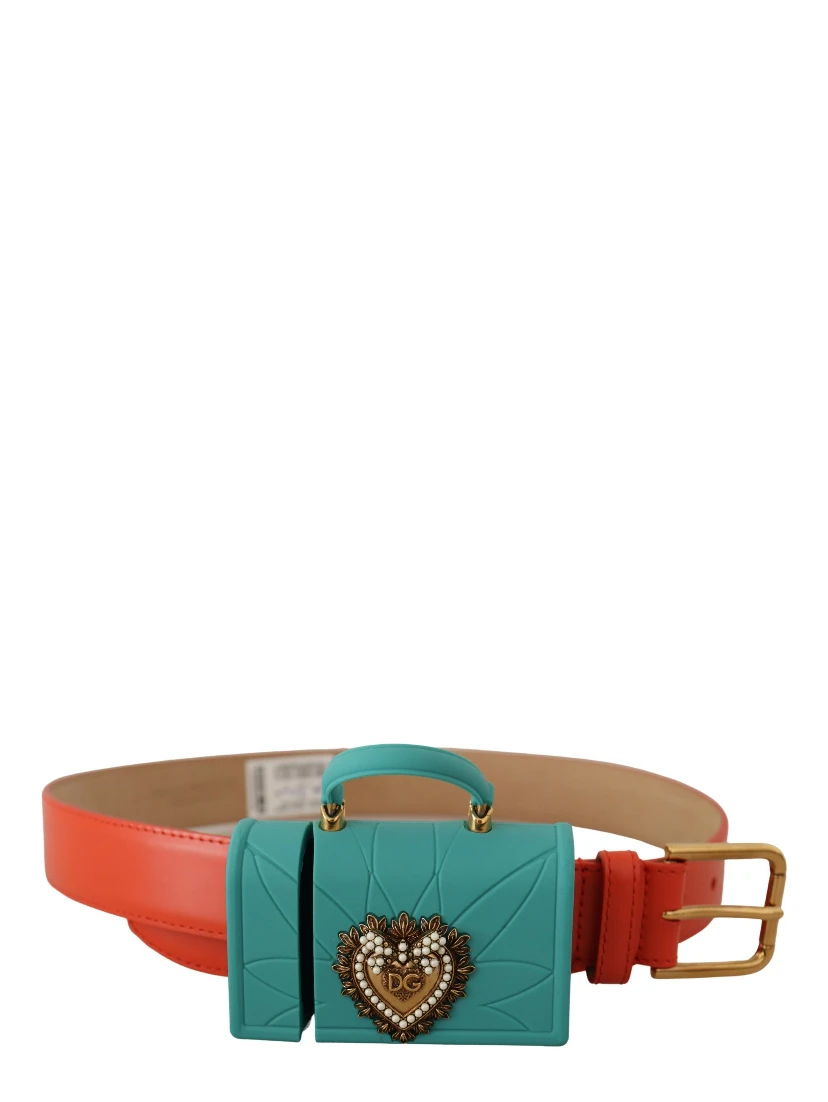 Orange Leather Devotion Heart Micro Bag Headphones Belt