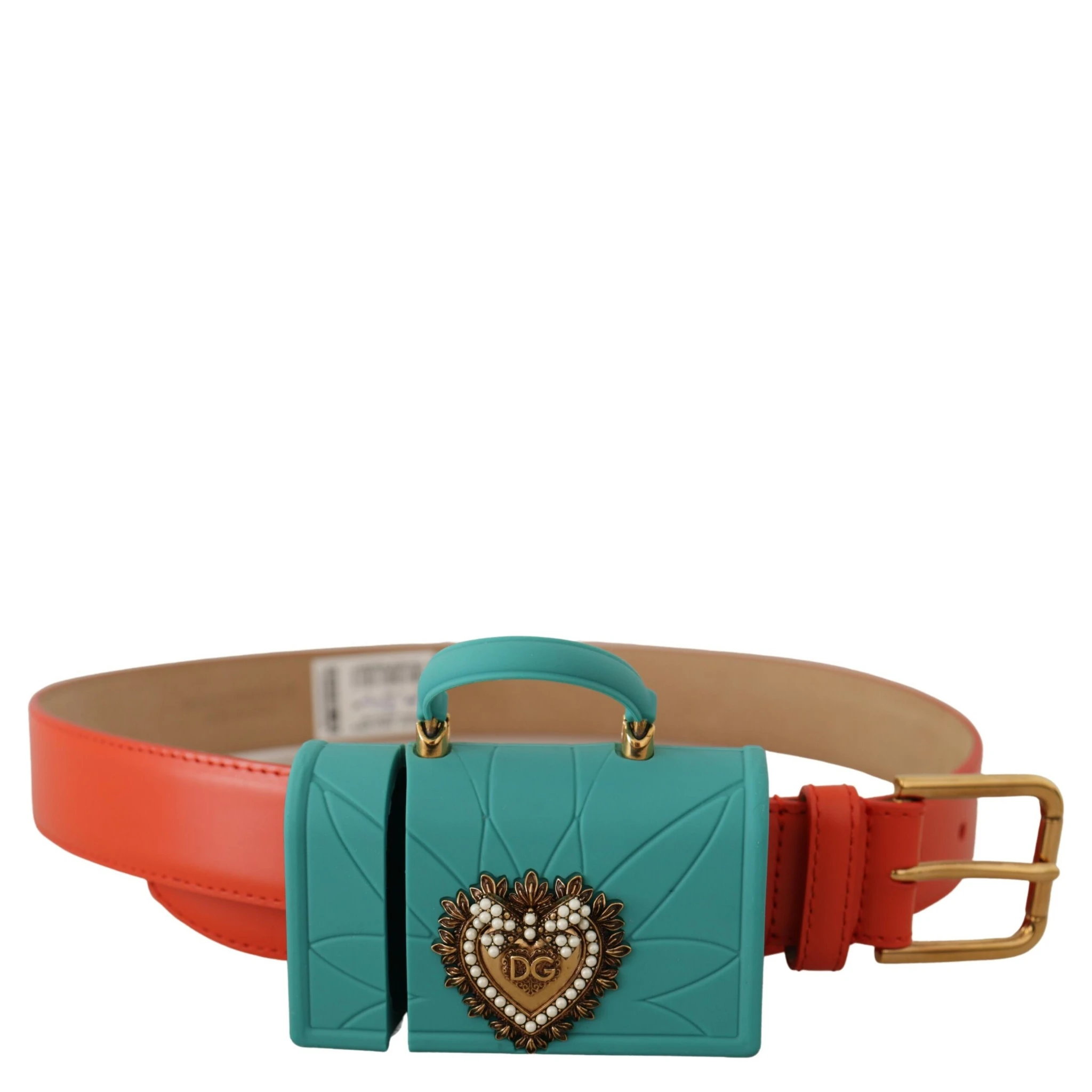 Orange Leather Devotion Heart Micro Bag Headphones Belt