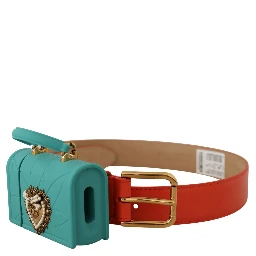 Orange Leather Devotion Heart Micro Bag Headphones Belt