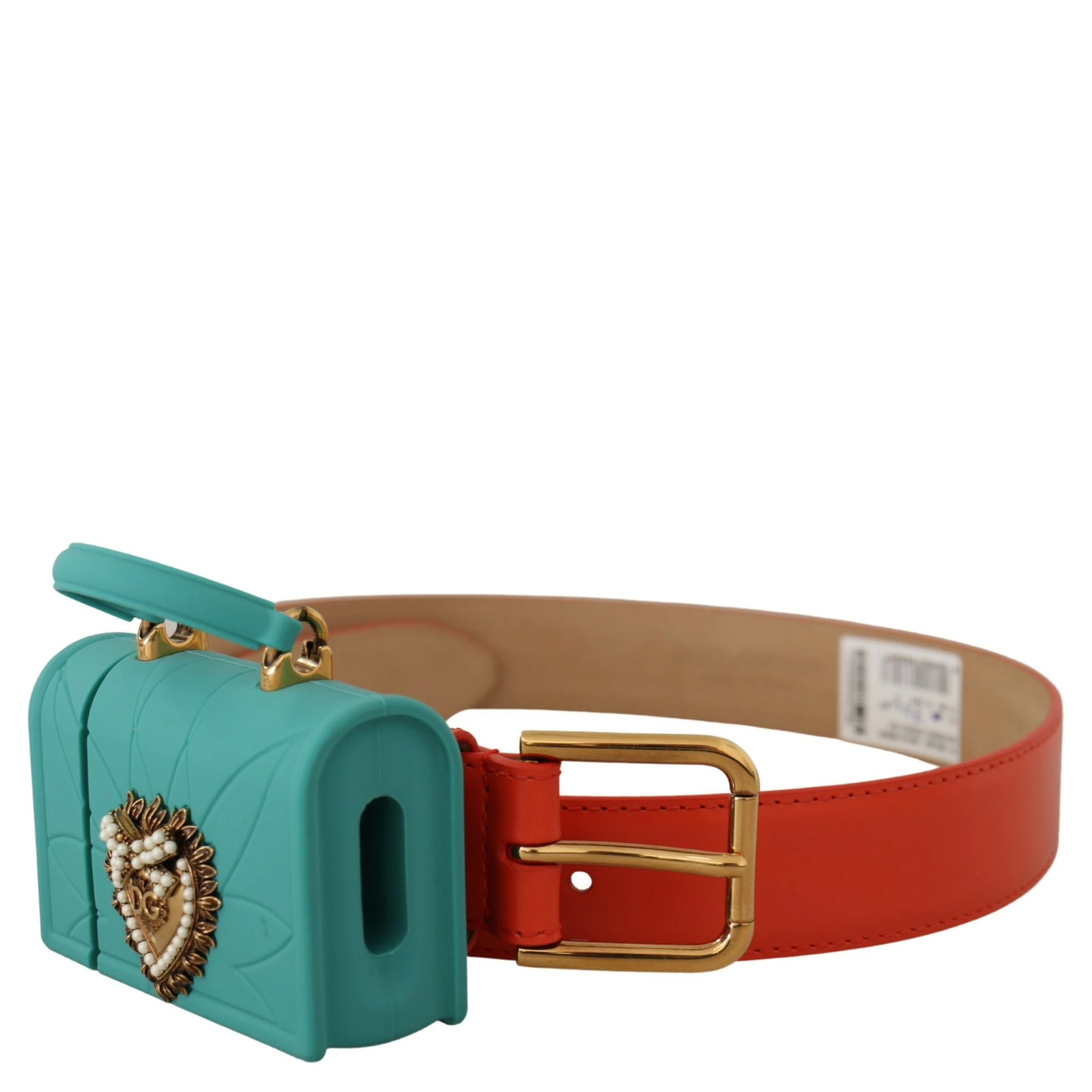 Orange Leather Devotion Heart Micro Bag Headphones Belt