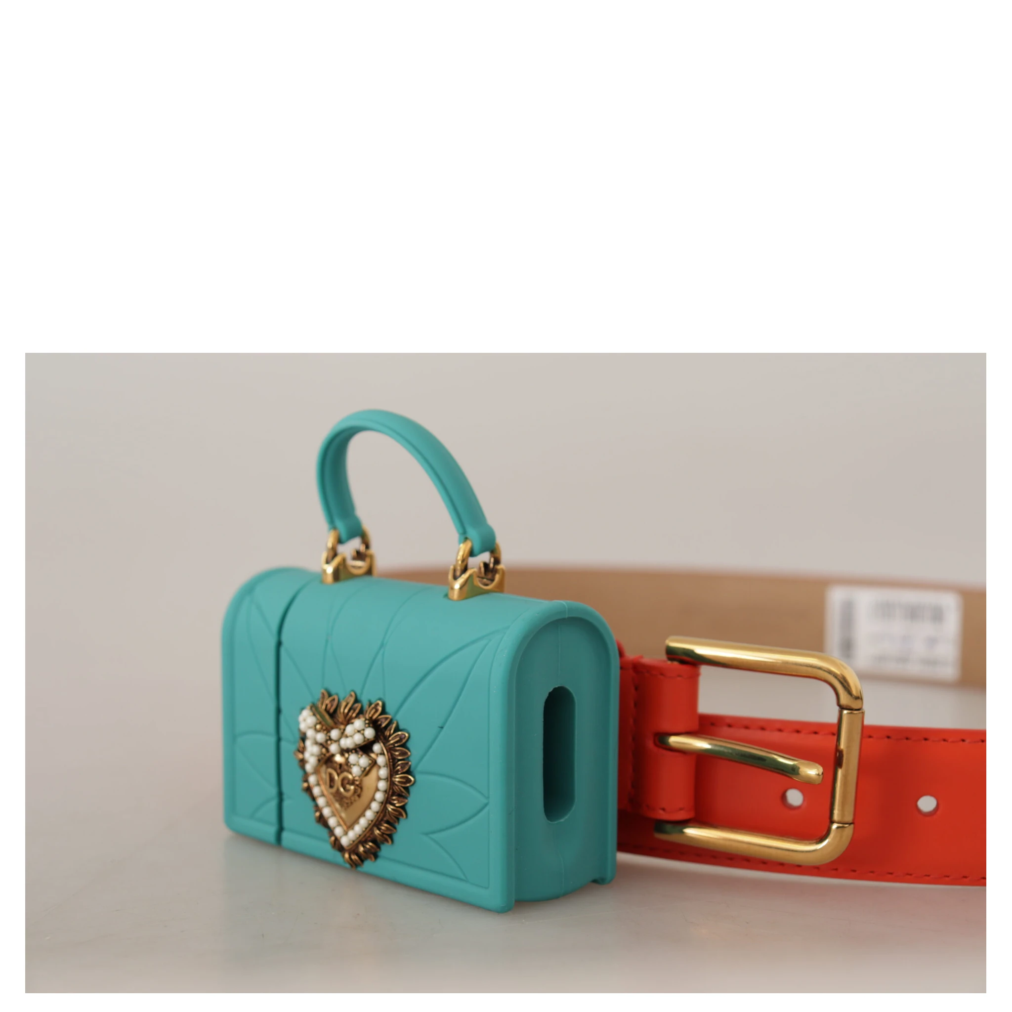 Orange Leather Devotion Heart Micro Bag Headphones Belt
