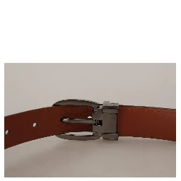 Brown Leopard Embossed Leather Buckle Belt