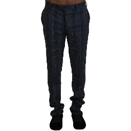 Gray Pure Wool Men Checkered Pants