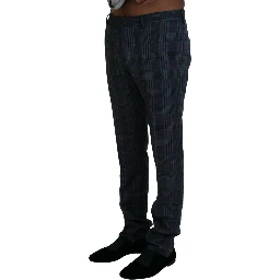 Gray Pure Wool Men Checkered Pants