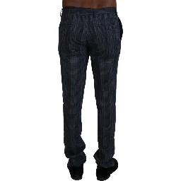 Gray Pure Wool Men Checkered Pants