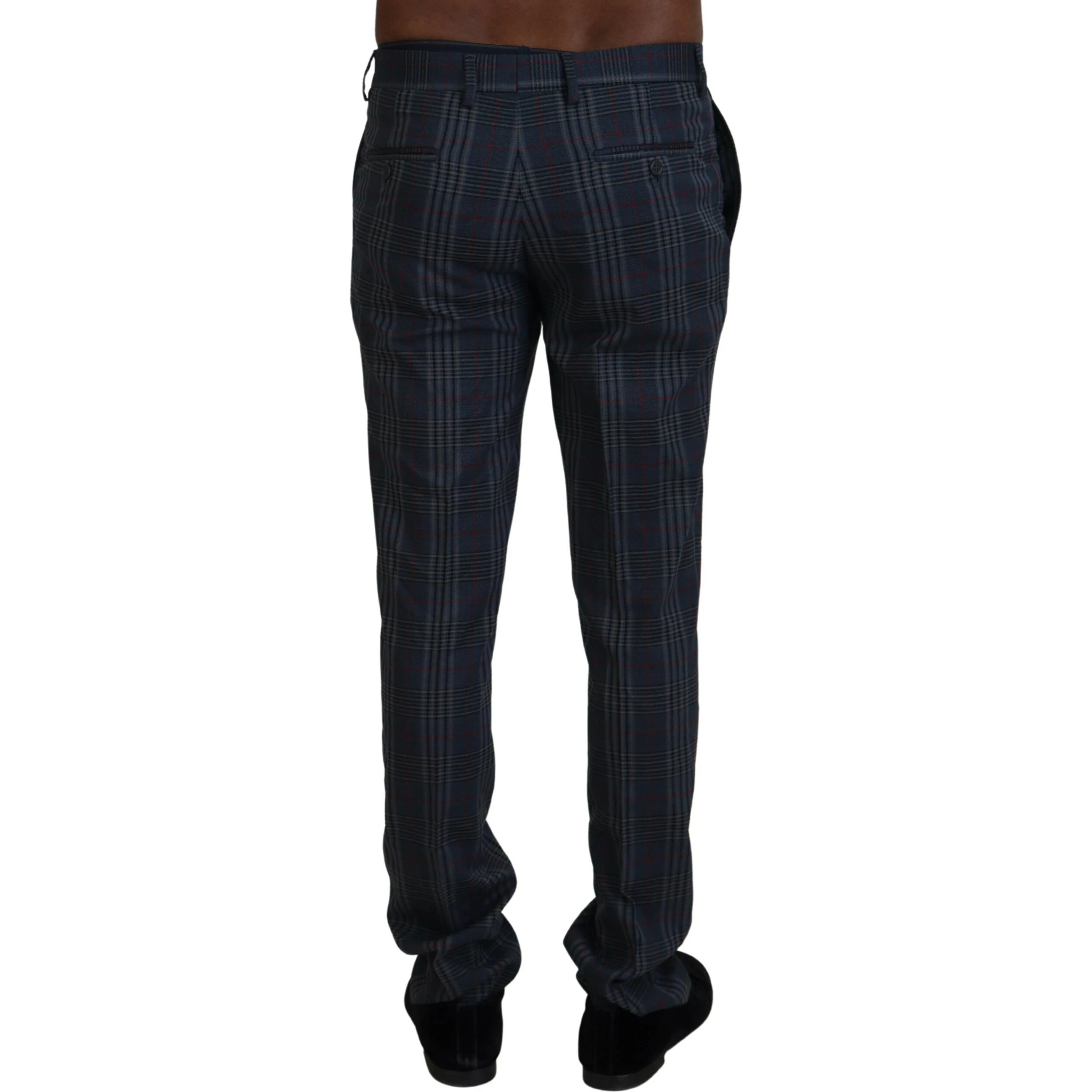 Gray Pure Wool Men Checkered Pants