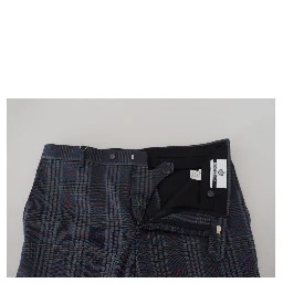 Gray Pure Wool Men Checkered Pants