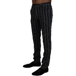 Gray Checkered Slim Fit Men Pants