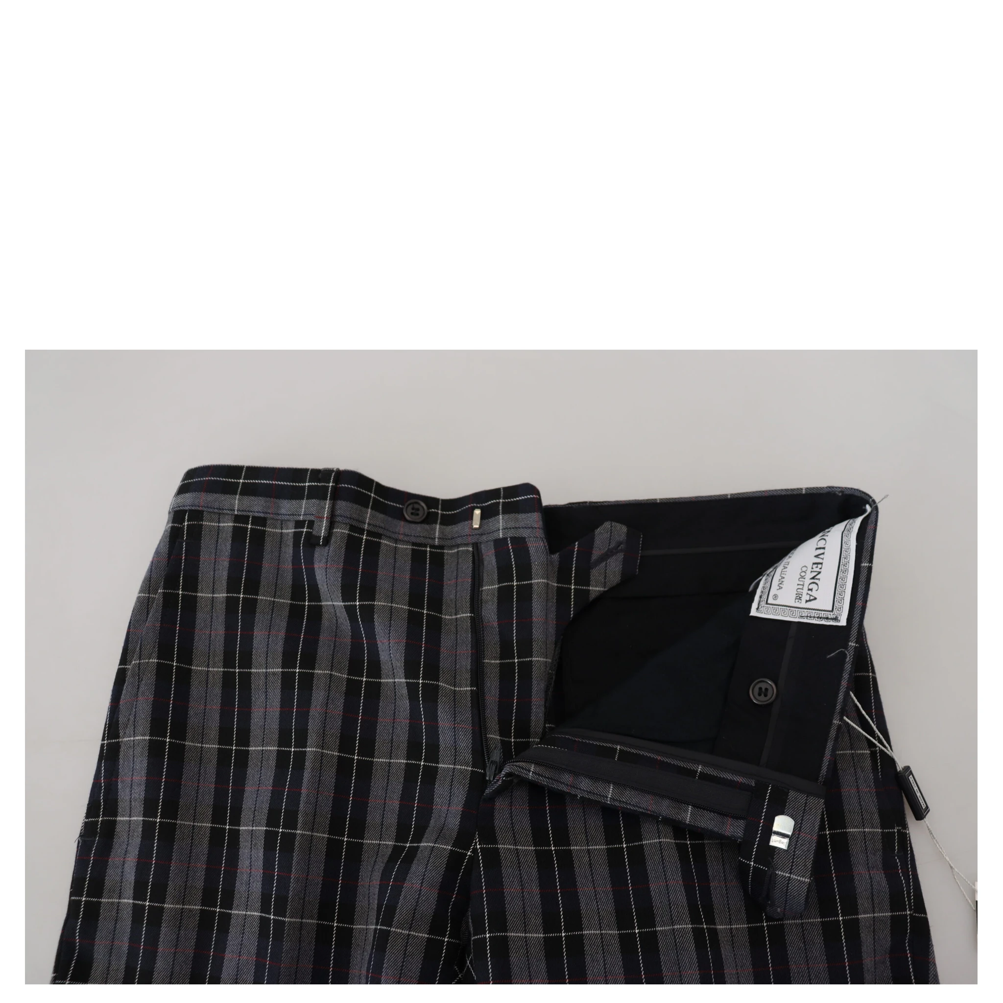 Gray Checkered Slim Fit Men Pants