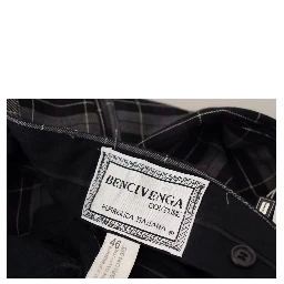 Gray Checkered Slim Fit Men Pants