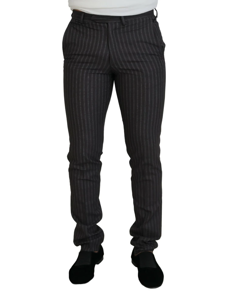 Brown Stripes Slim Fit Men Pants