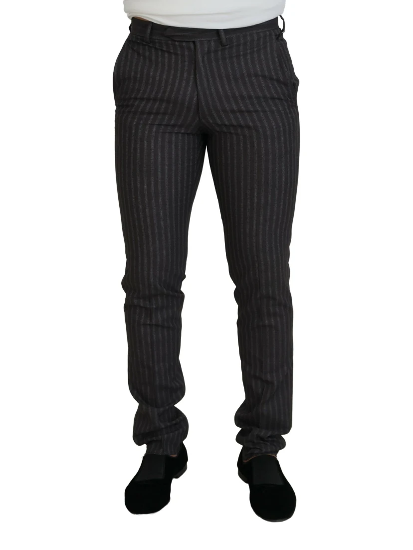 Brown Stripes Slim Fit Men Pants