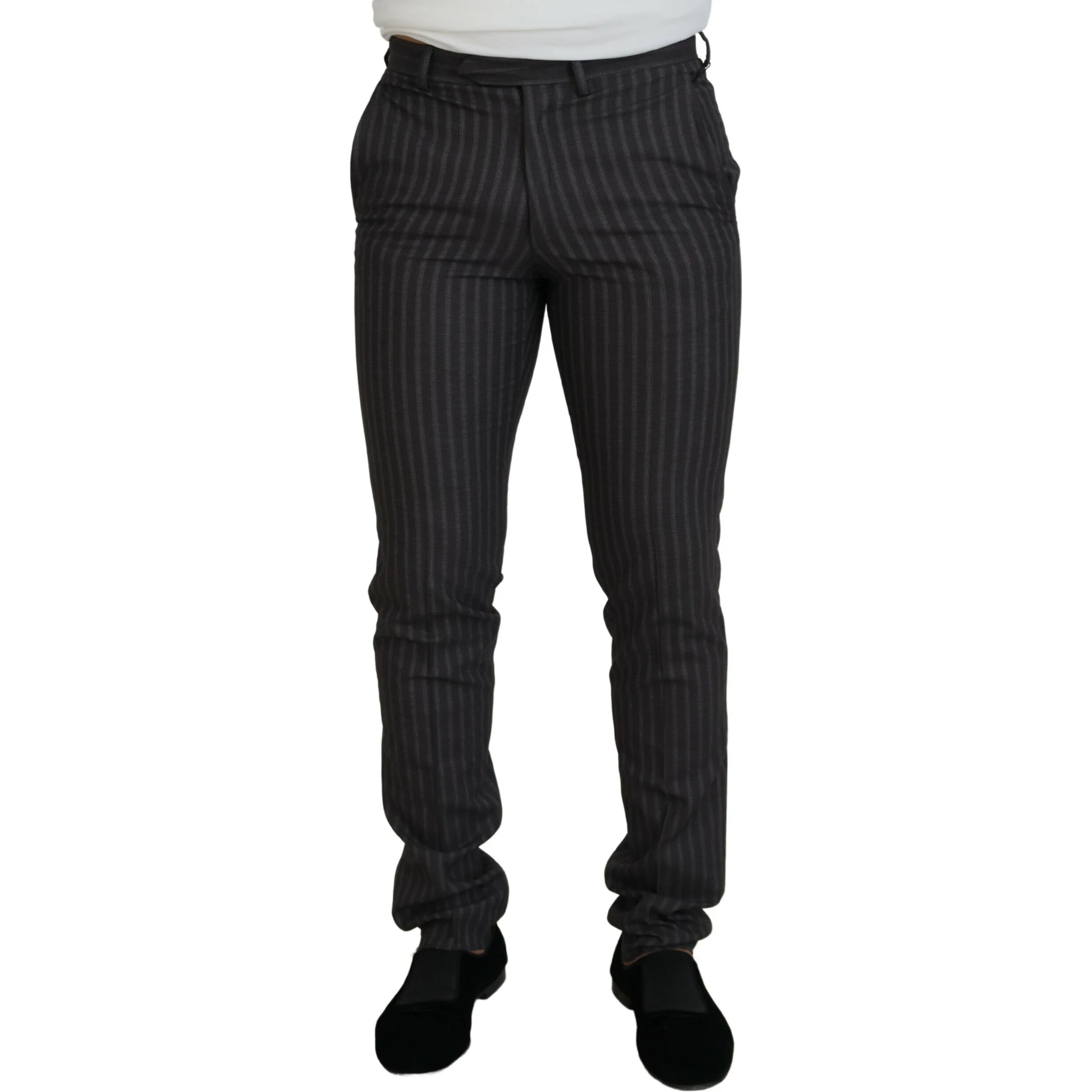 Brown Stripes Slim Fit Men Pants