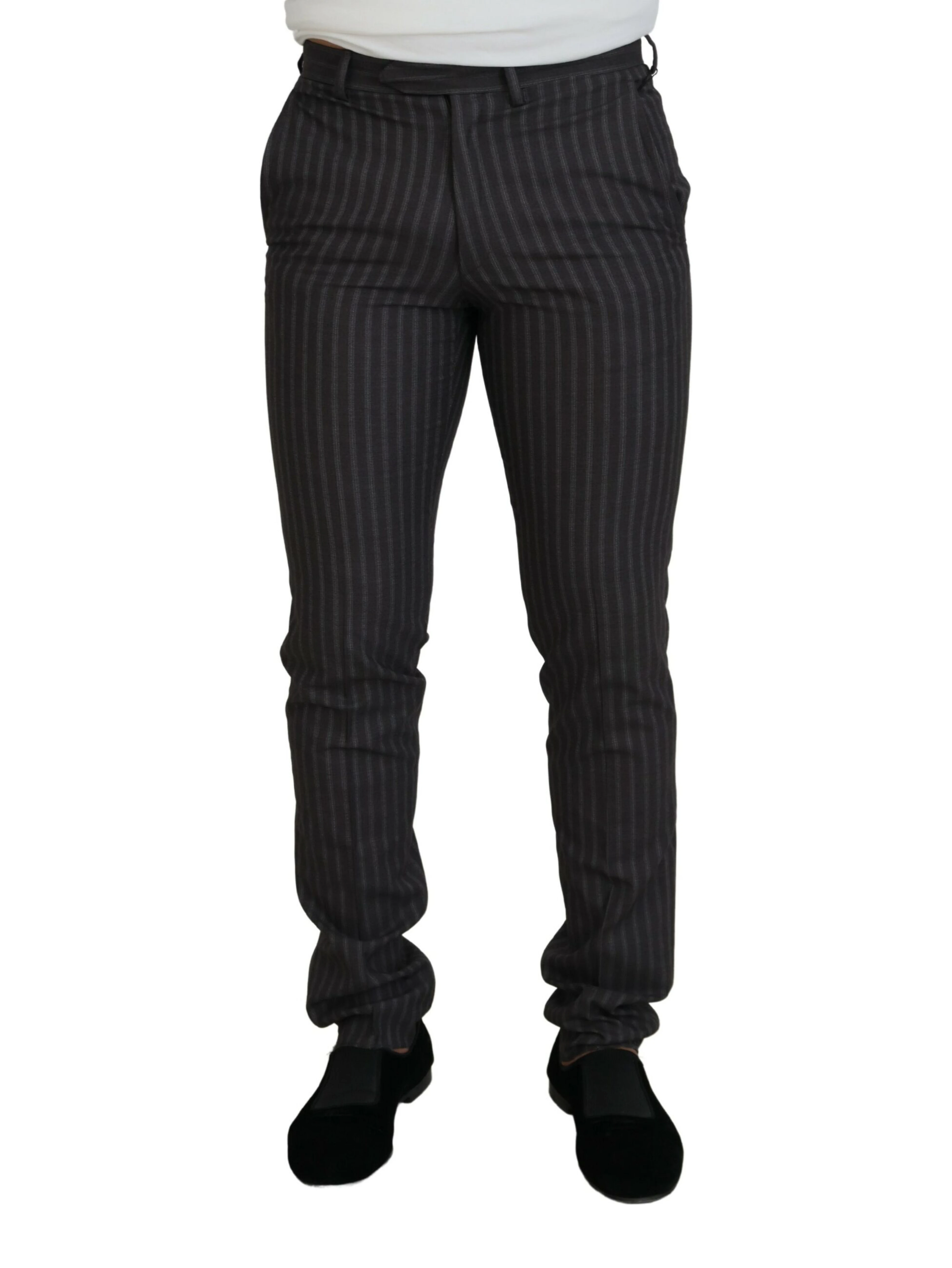 Brown Stripes Slim Fit Men Pants