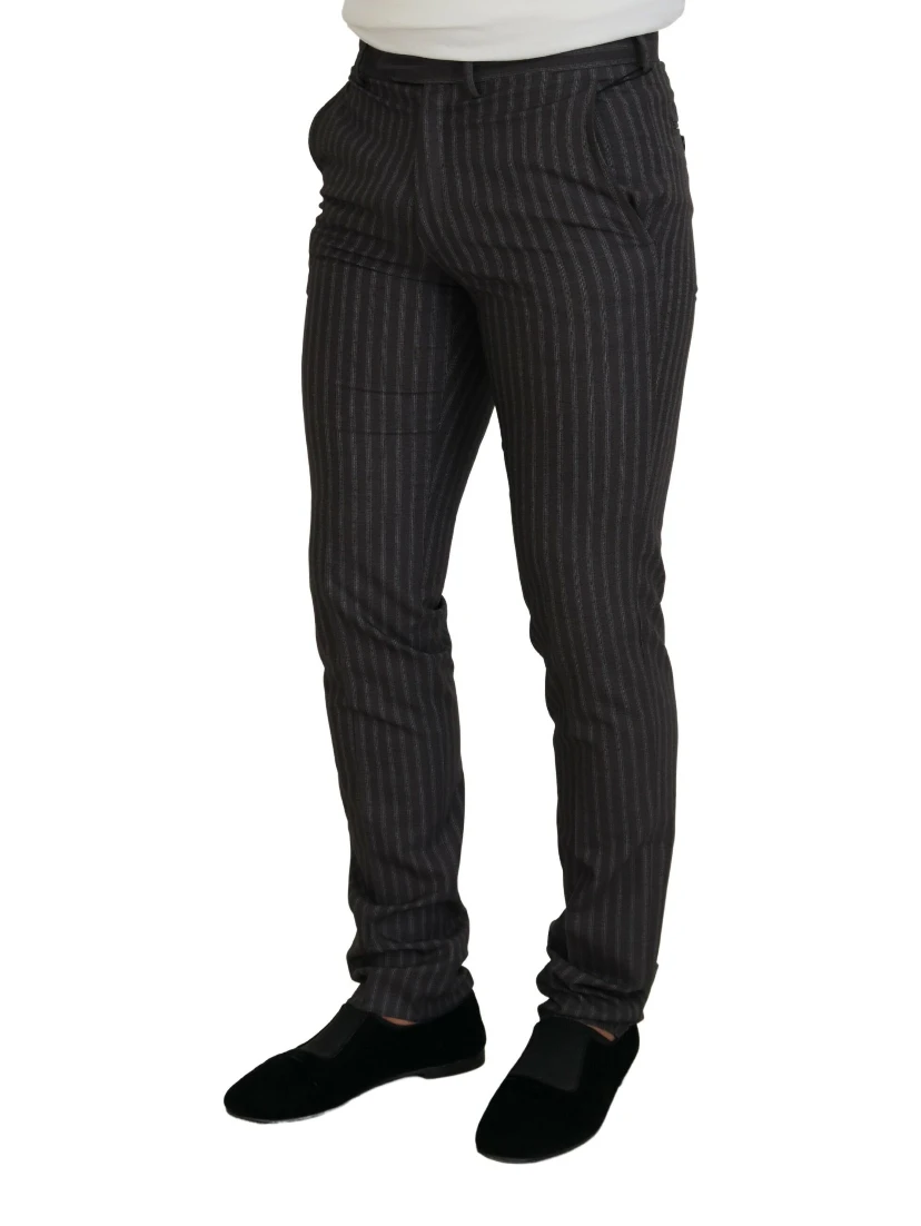 Brown Stripes Slim Fit Men Pants