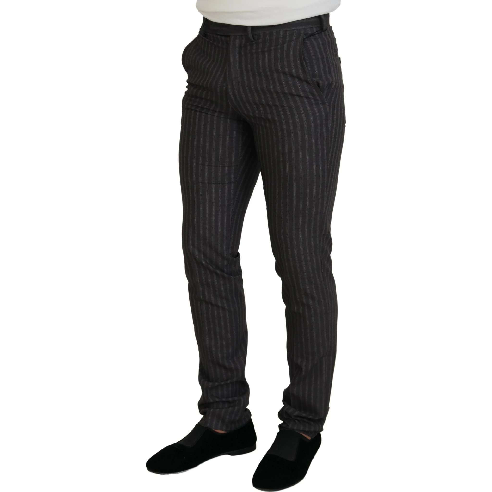 Brown Stripes Slim Fit Men Pants