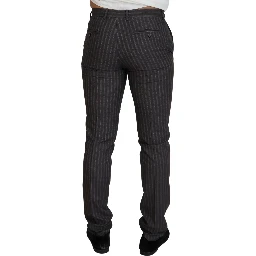 Brown Stripes Slim Fit Men Pants