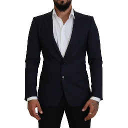 Blue Wool Slim Fit Formal Coat Blazer