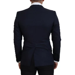 Blue Wool Slim Fit Formal Coat Blazer
