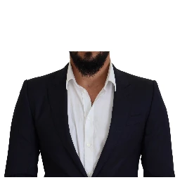 Blue Wool Slim Fit Formal Coat Blazer
