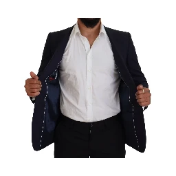 Blue Wool Slim Fit Formal Coat Blazer