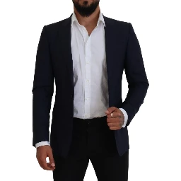 Blue Wool Slim Fit Formal Coat Blazer