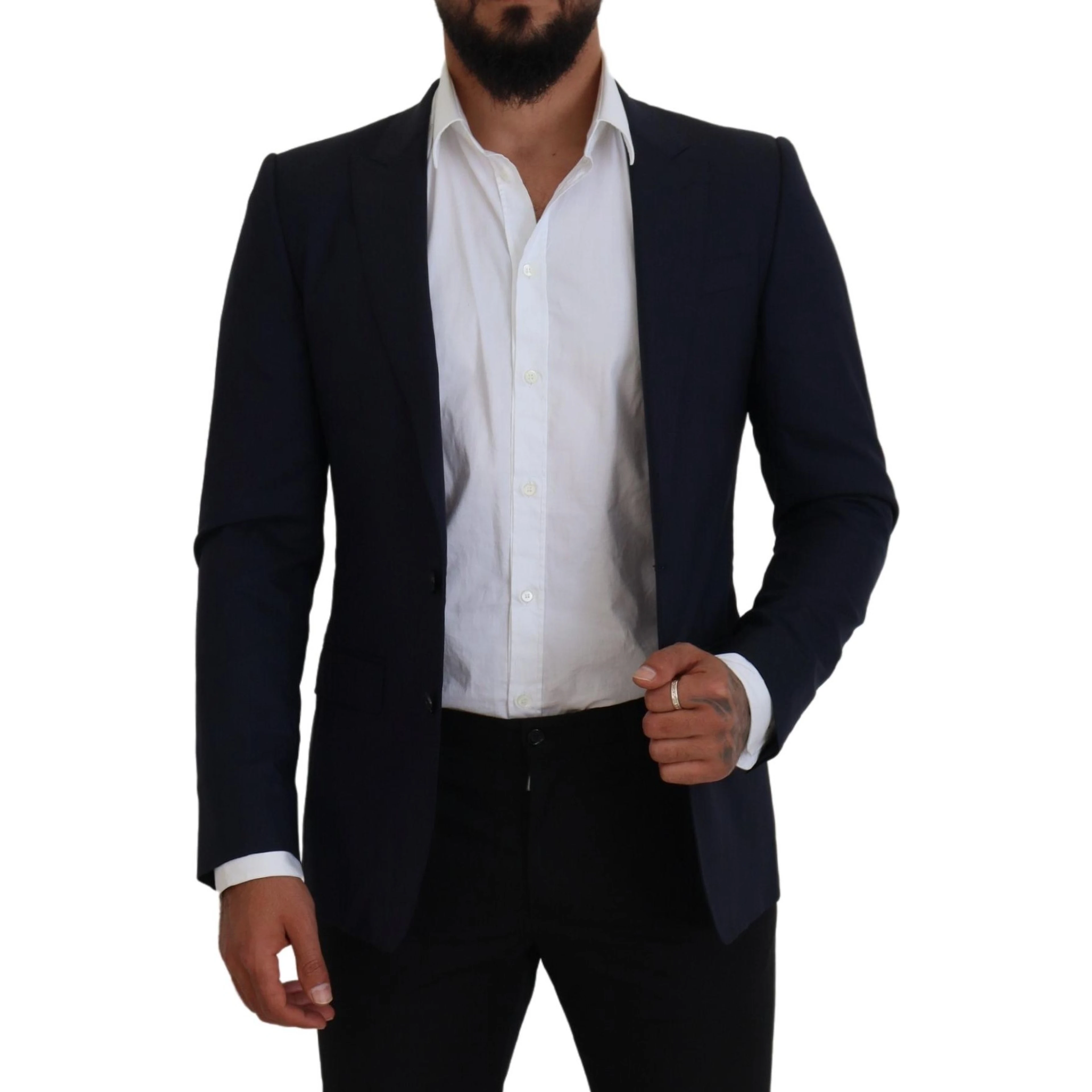 Blue Wool Slim Fit Formal Coat Blazer