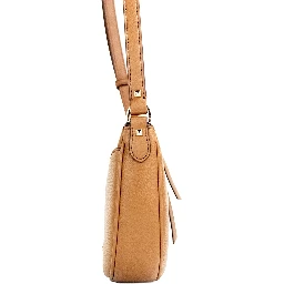 Dover Small Luggage Pebbled Leather Half Moon Crossbody Bag Purse