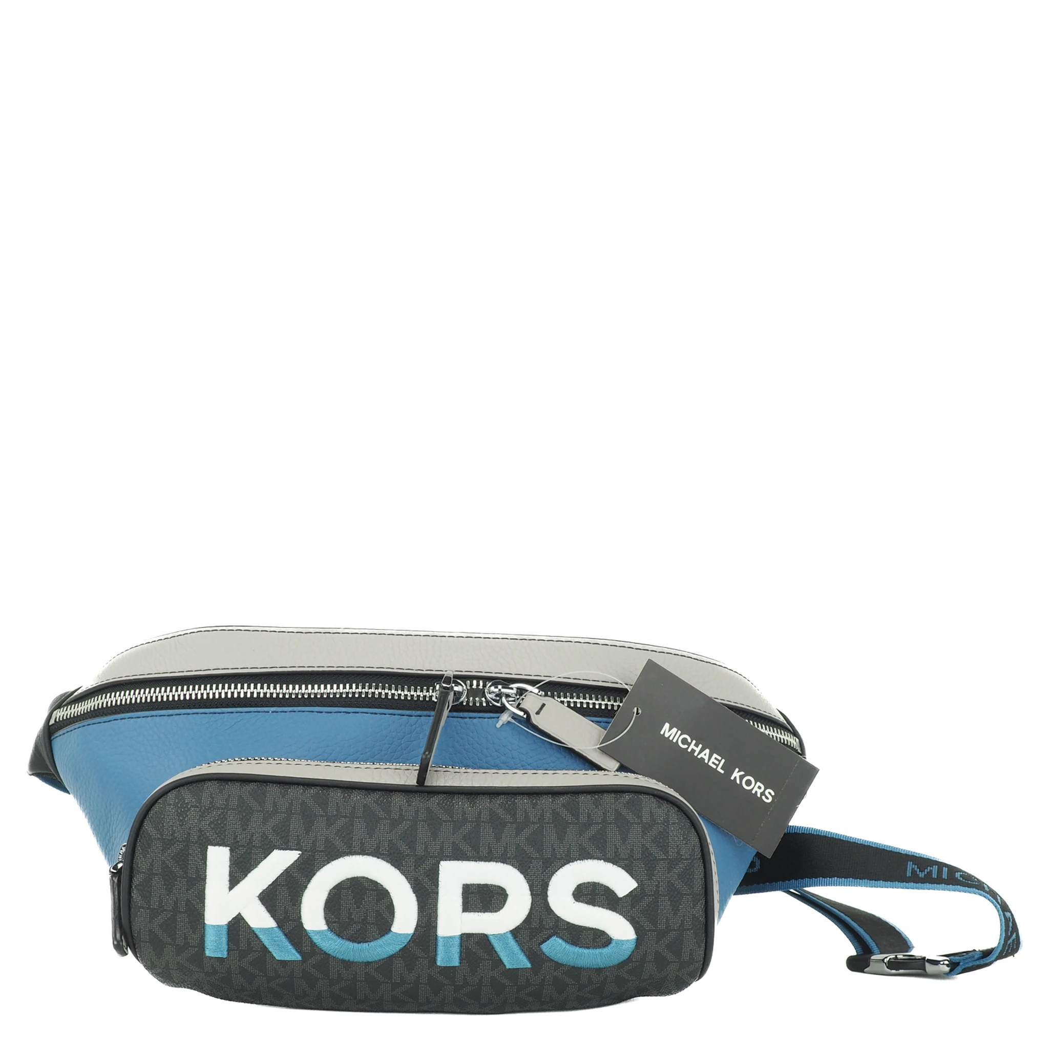 Cooper Large Blue Multi Leather Embroidered Logo Utility Belt Bag