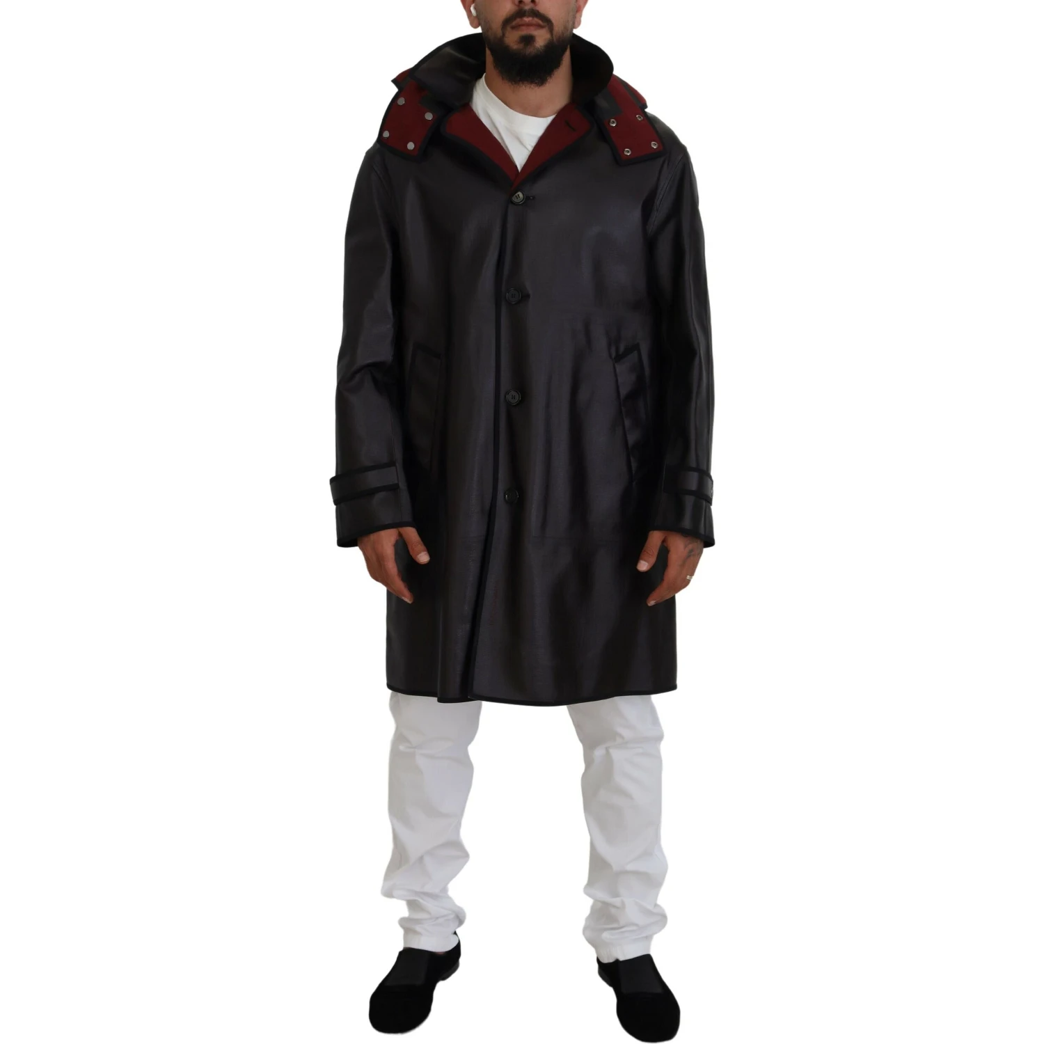 Black Trench Hooded Parka Cotton Jacket